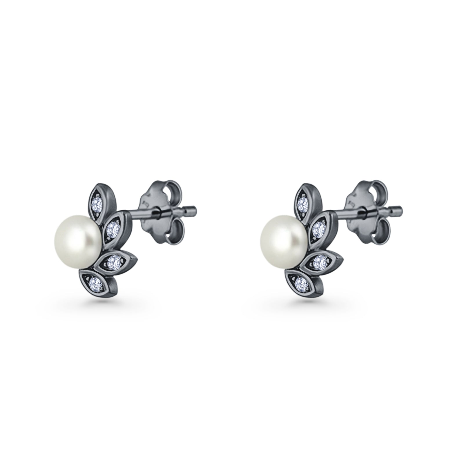 Pearl Leaf Stud Earrings