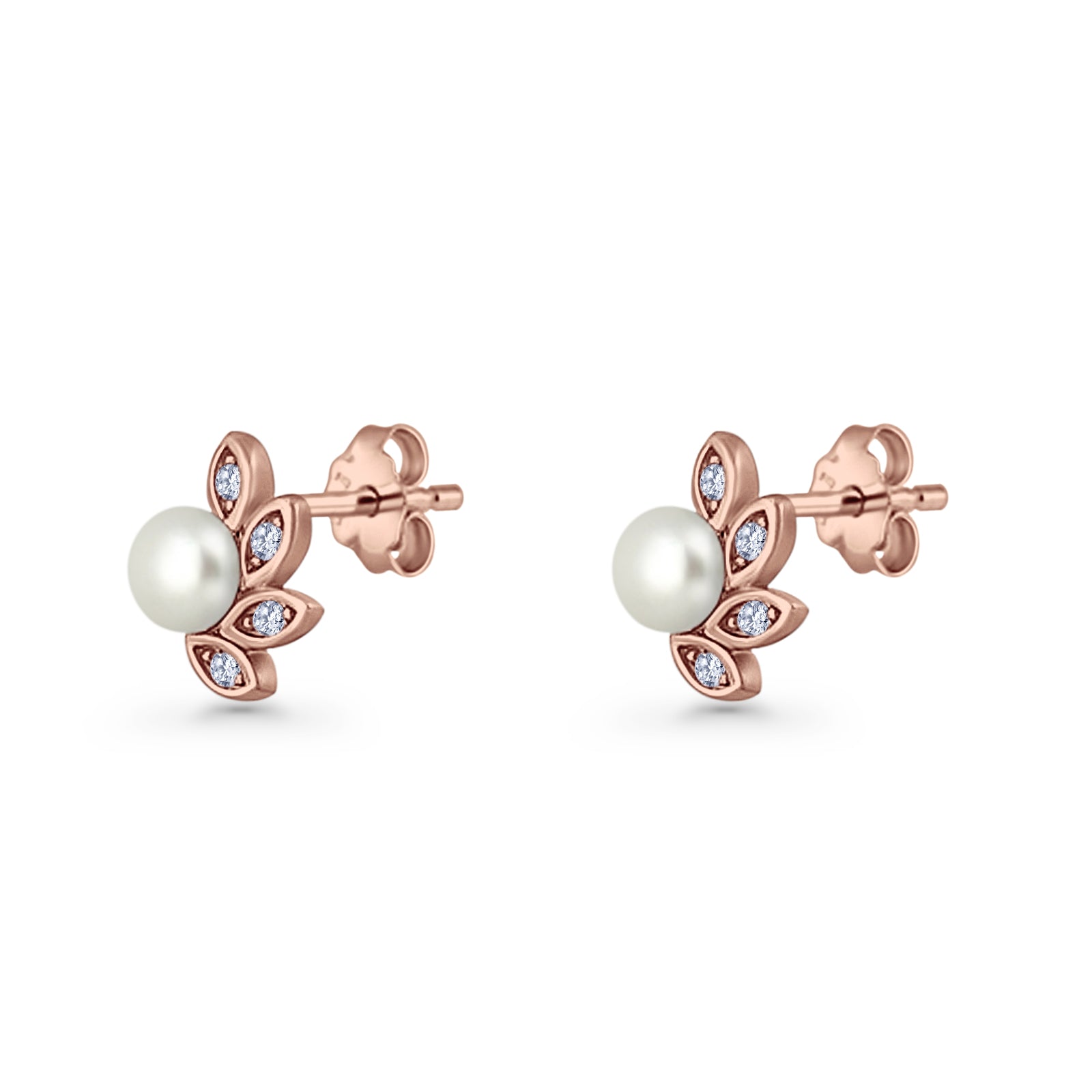 Pearl Leaf Stud Earrings