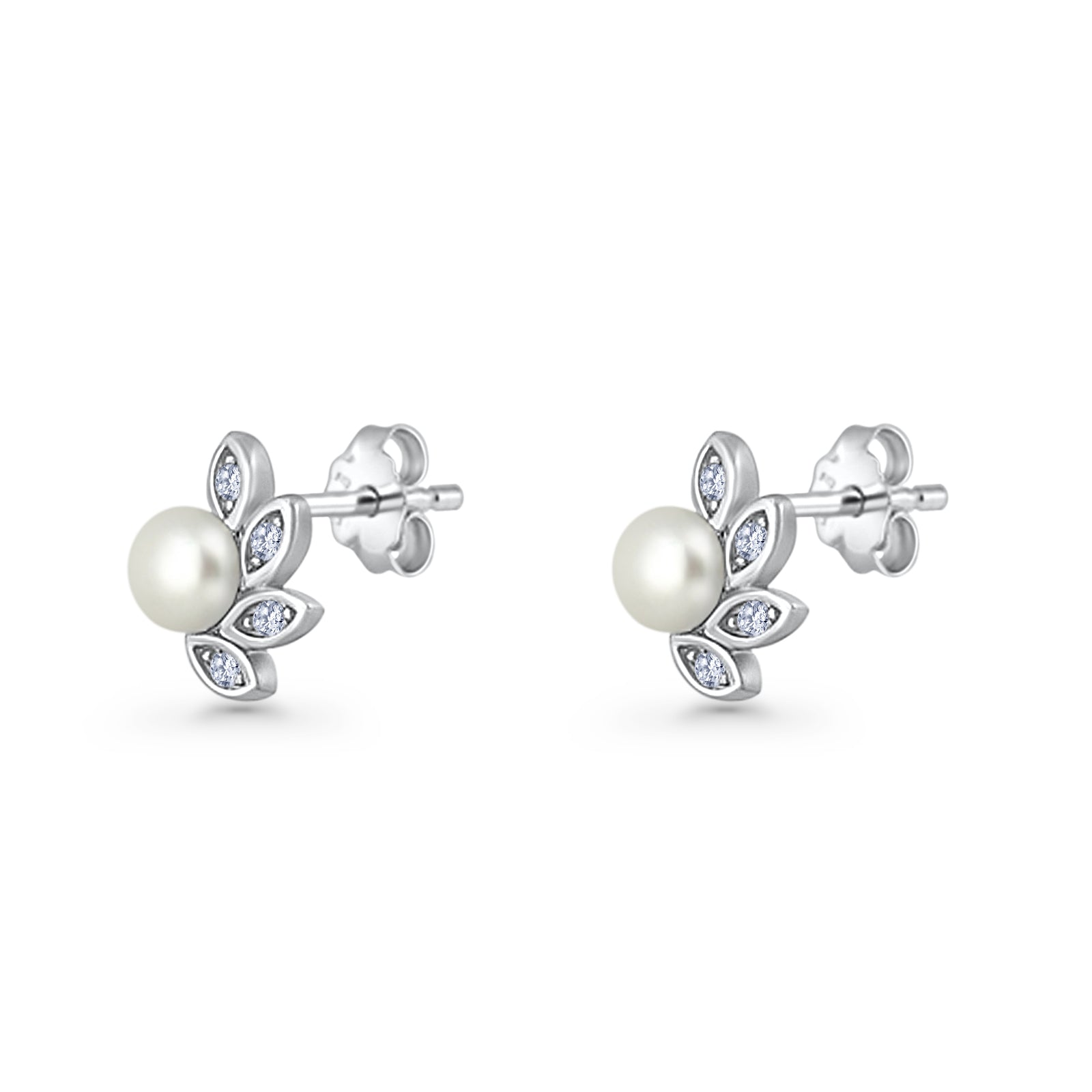 Pearl Leaf Stud Earrings