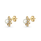 Pearl Leaf Stud Earrings