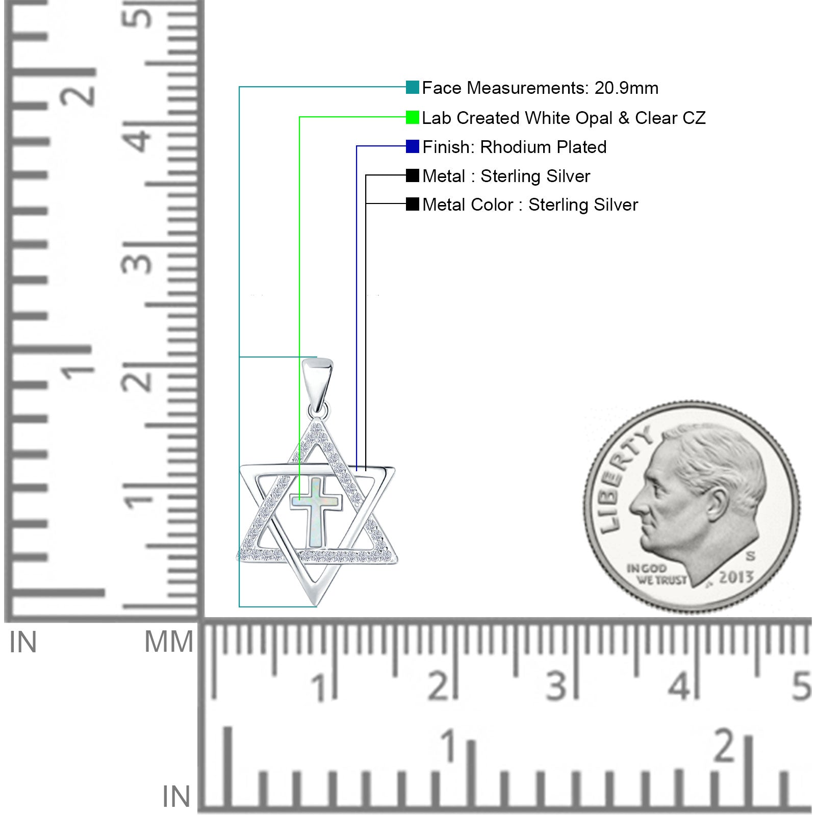 Star Of David & Cross Pendant