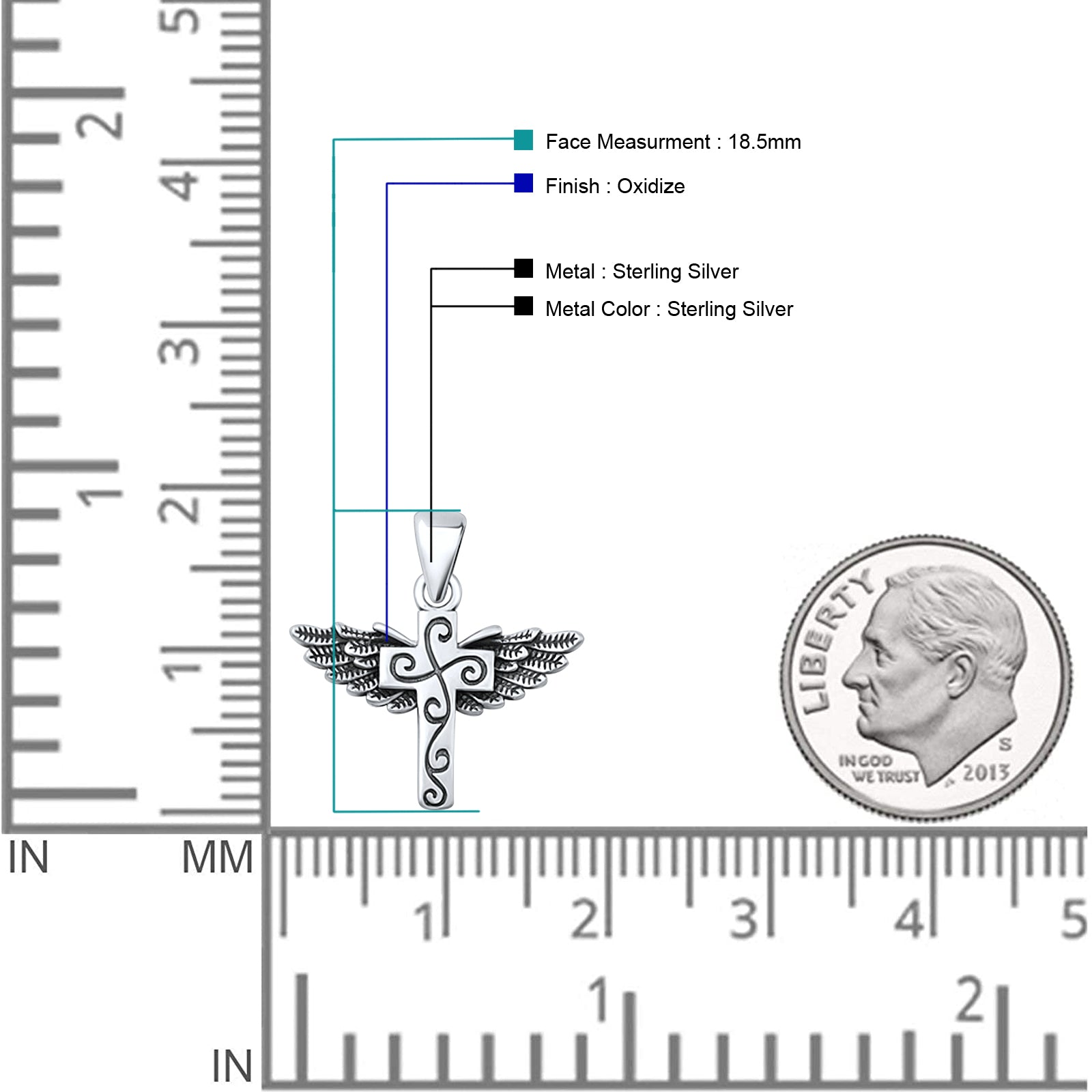 Cross & Wings Charm Pendant Necklace