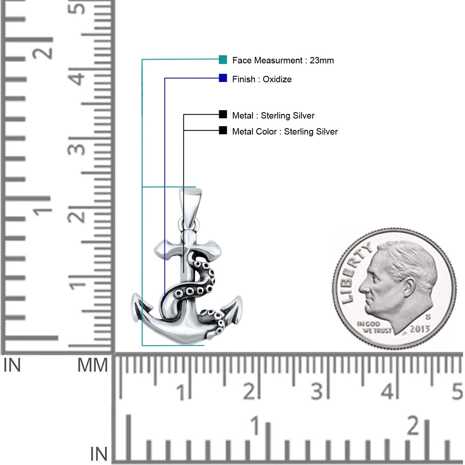 Anchor & Tentacle Pendant Necklace