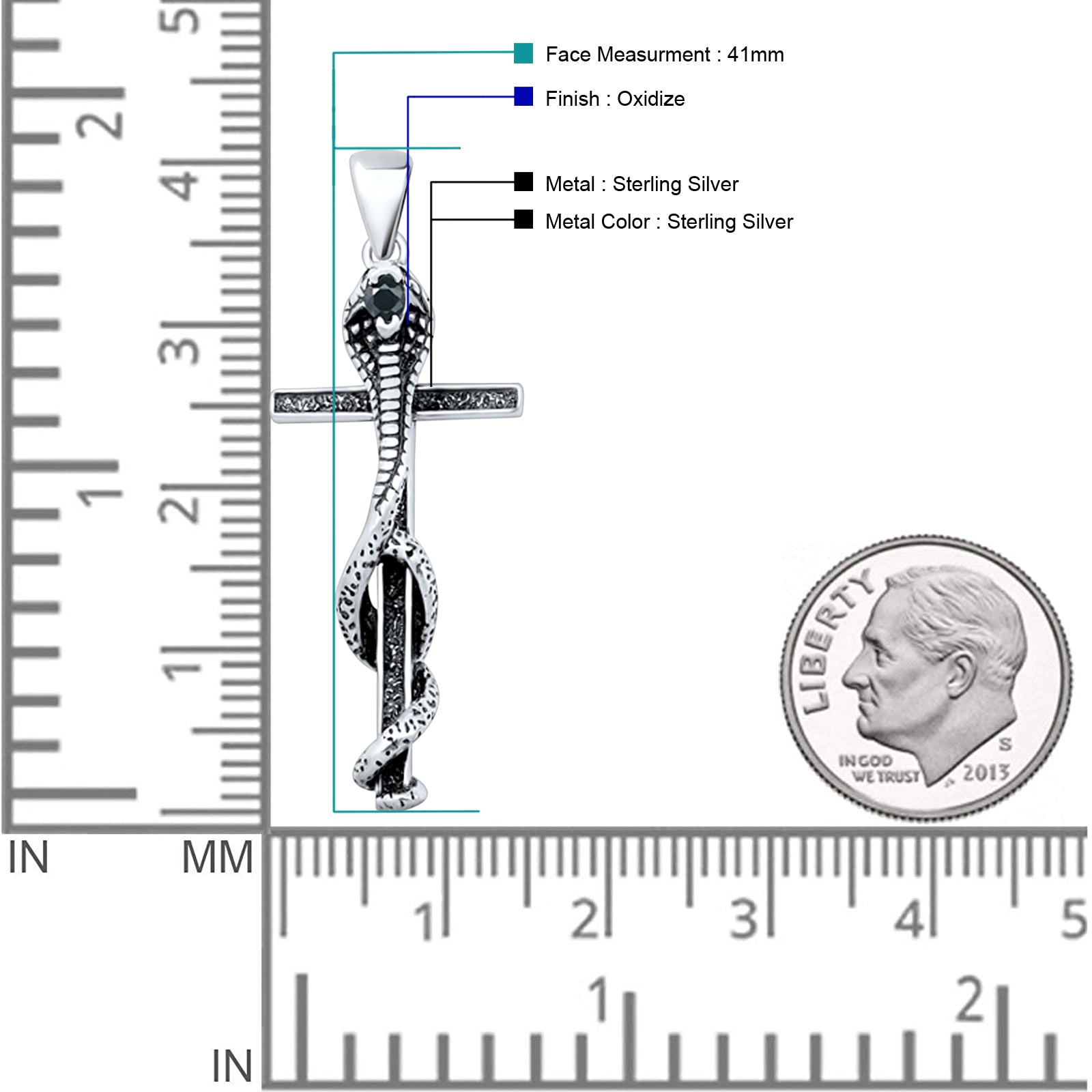 Cobra Snake Cross Pendant Necklace
