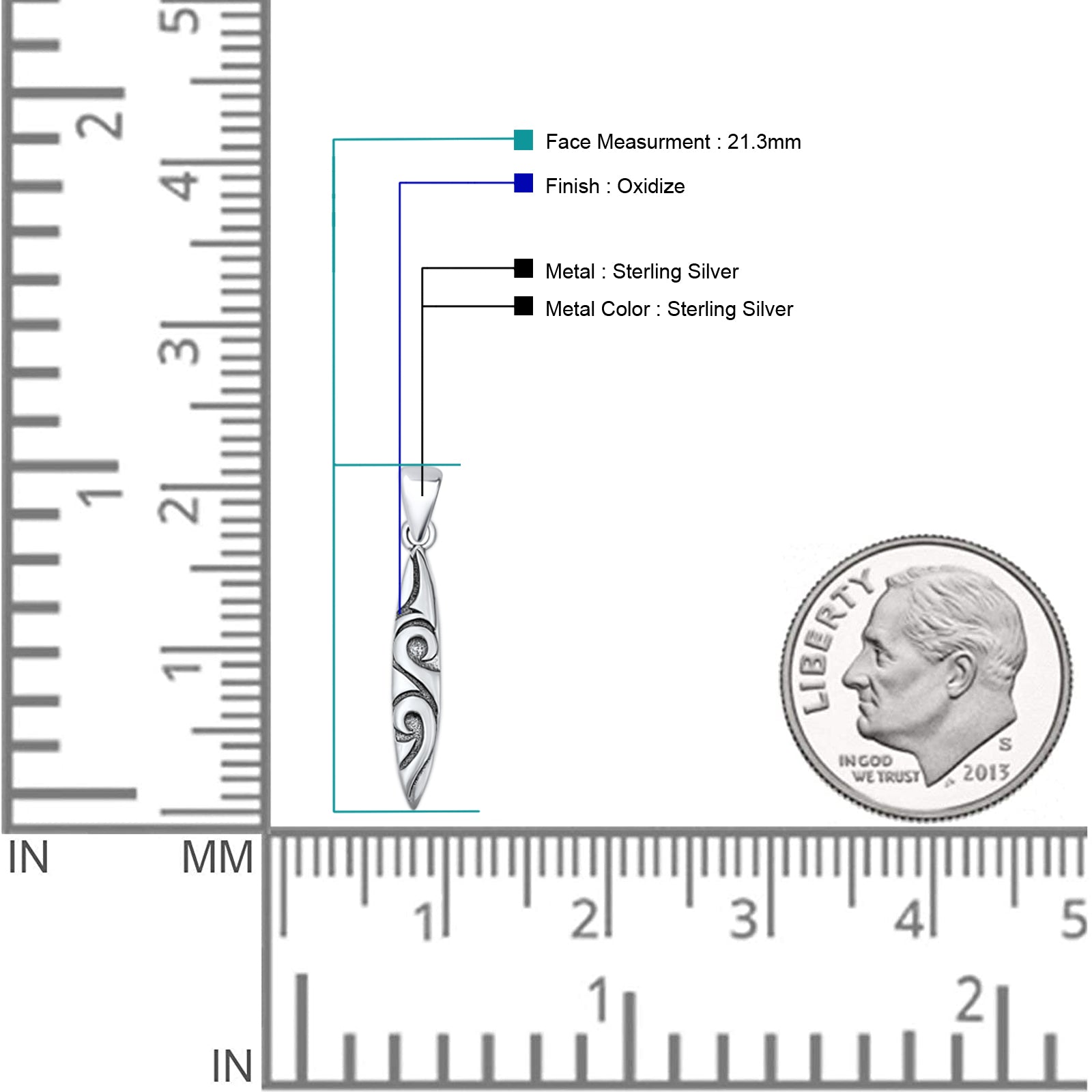 Surfboard Wave Pendant Necklace