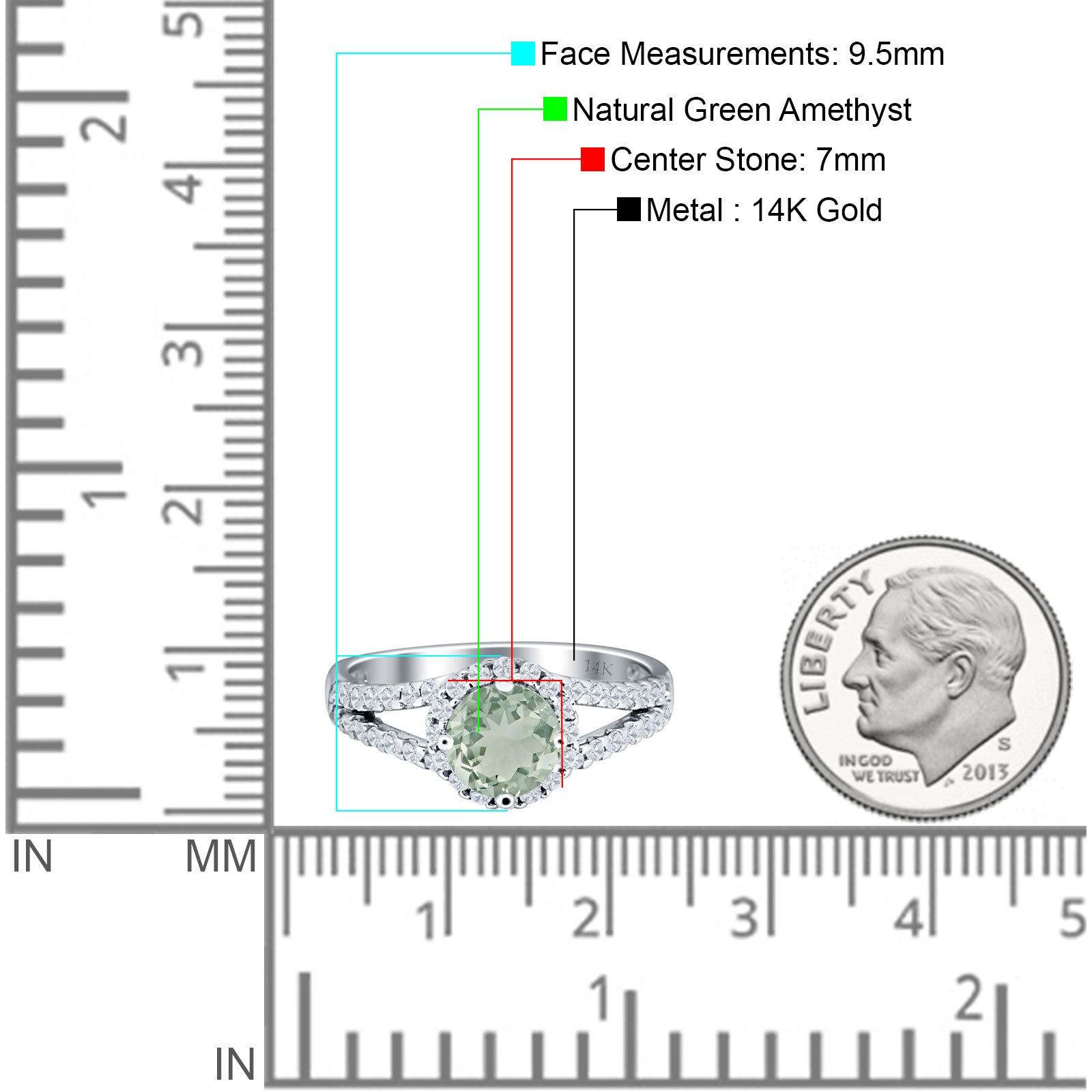 Round Halo Split Shank Gold Ring