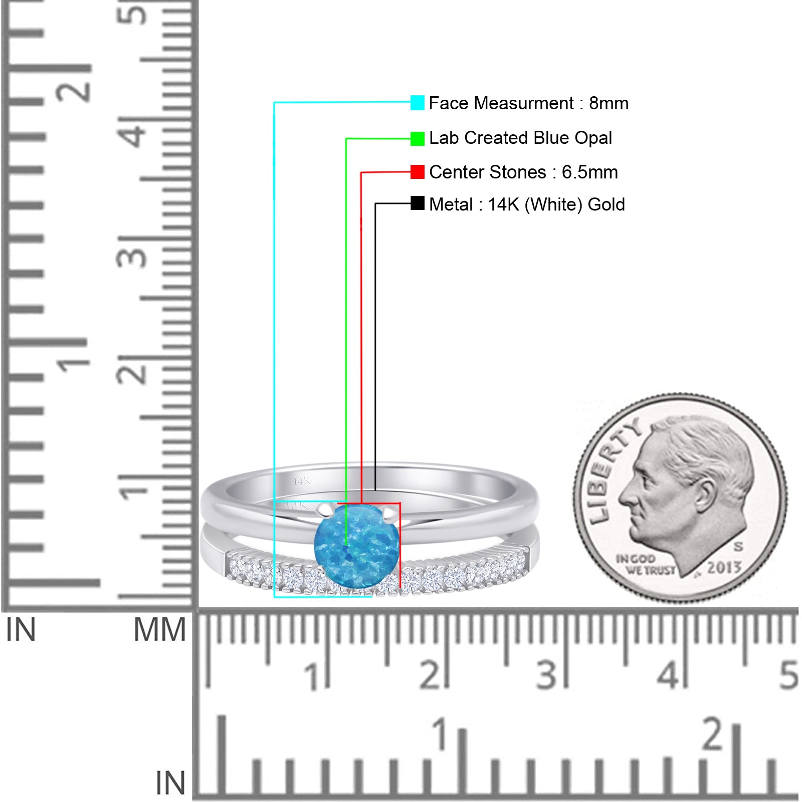 Two Piece Round Solitaire Eternity Gold Ring