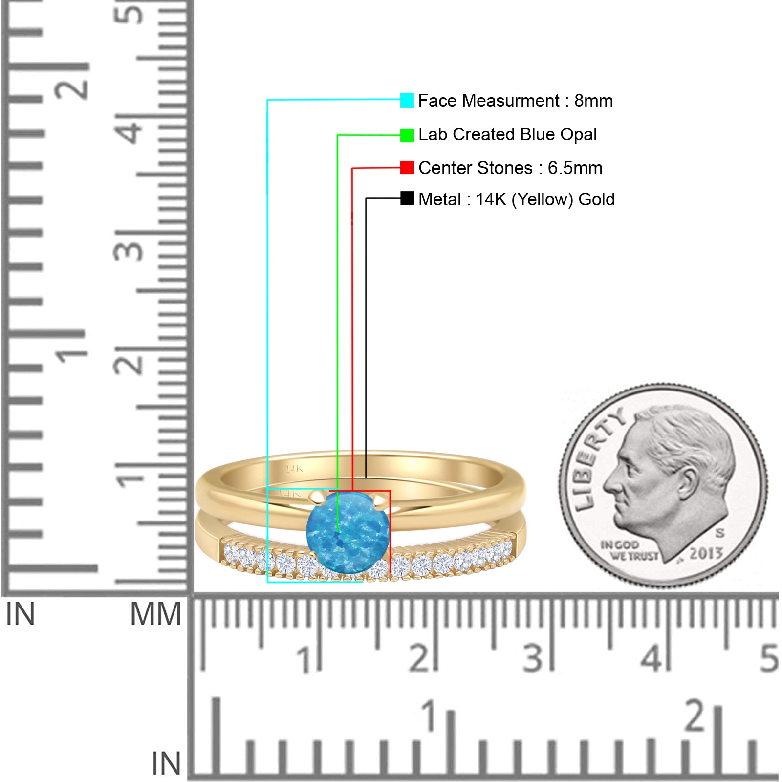 Two Piece Round Solitaire Eternity Gold Ring