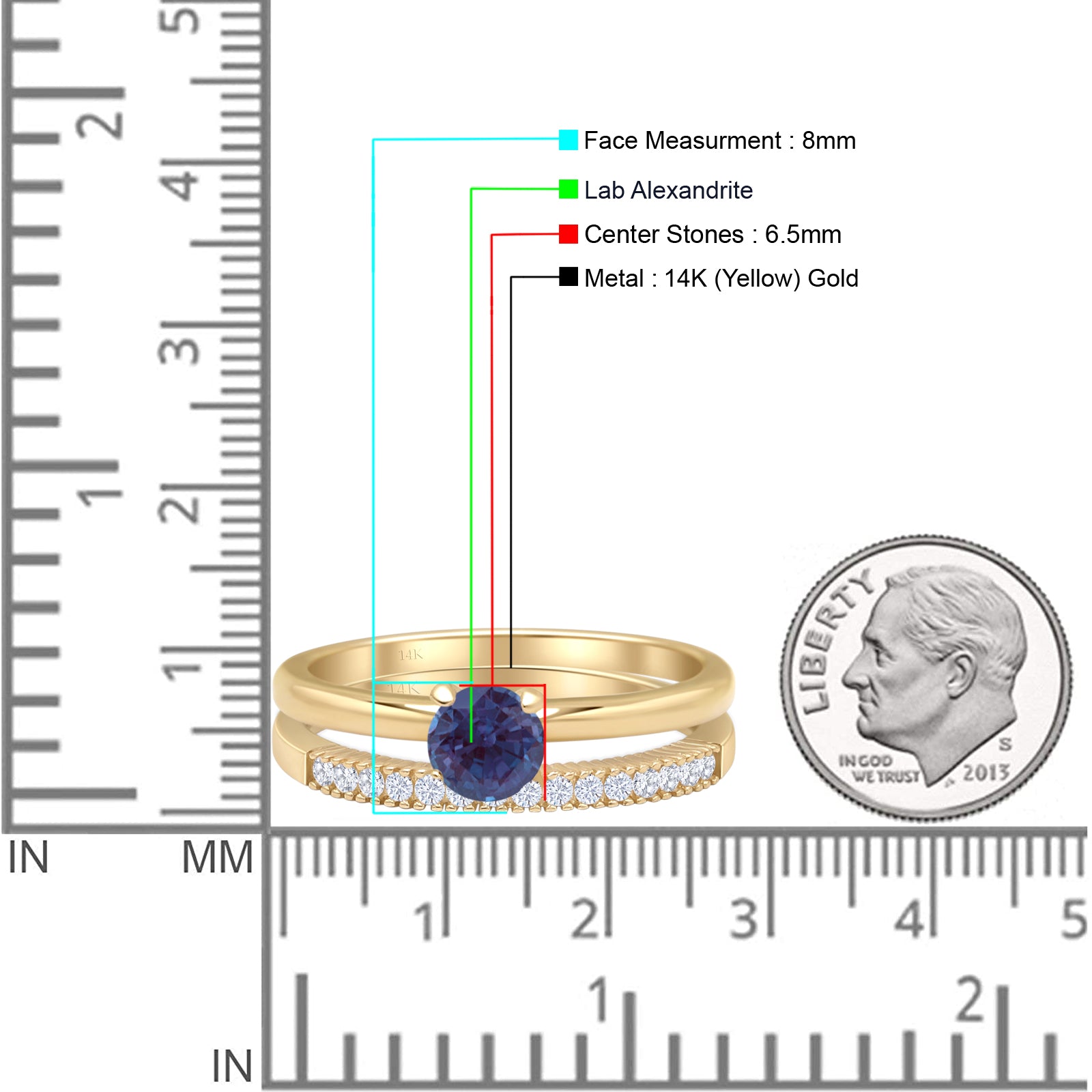 Two Piece Round Solitaire Bridal Gold Ring