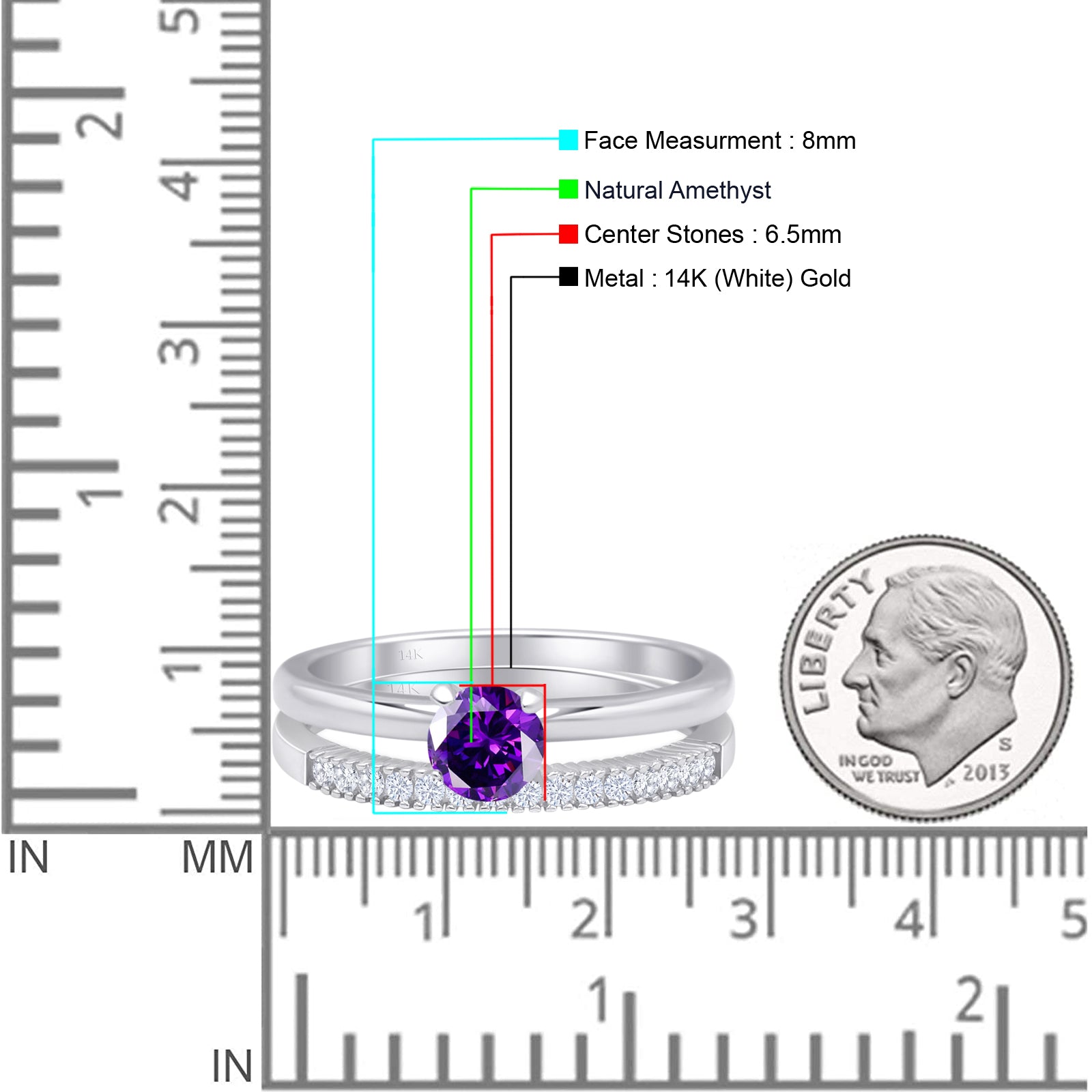 Two Piece Round Solitaire Bridal Gold Ring