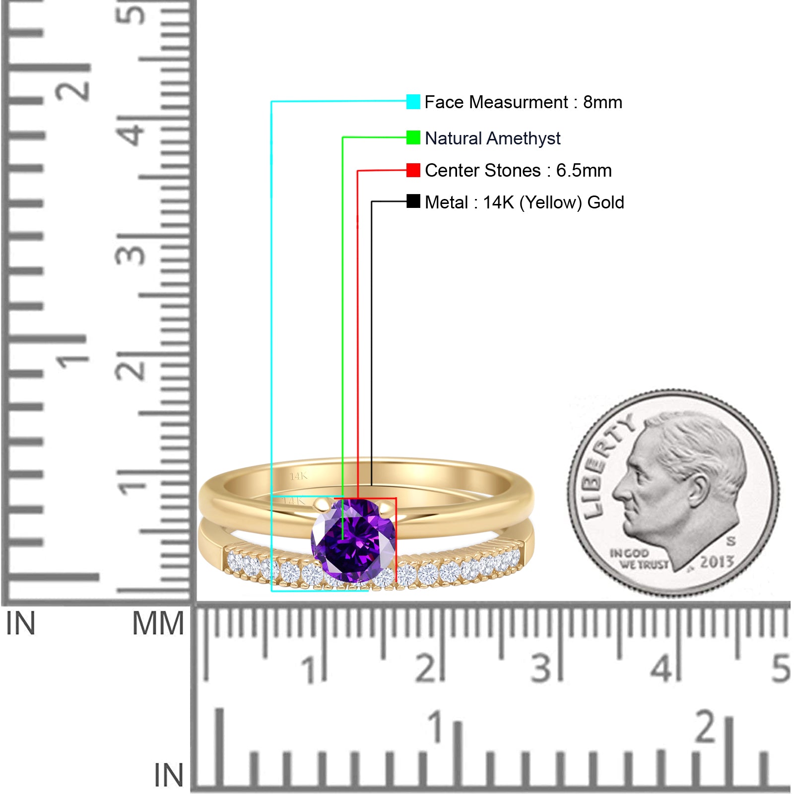 Two Piece Round Solitaire Bridal Gold Ring