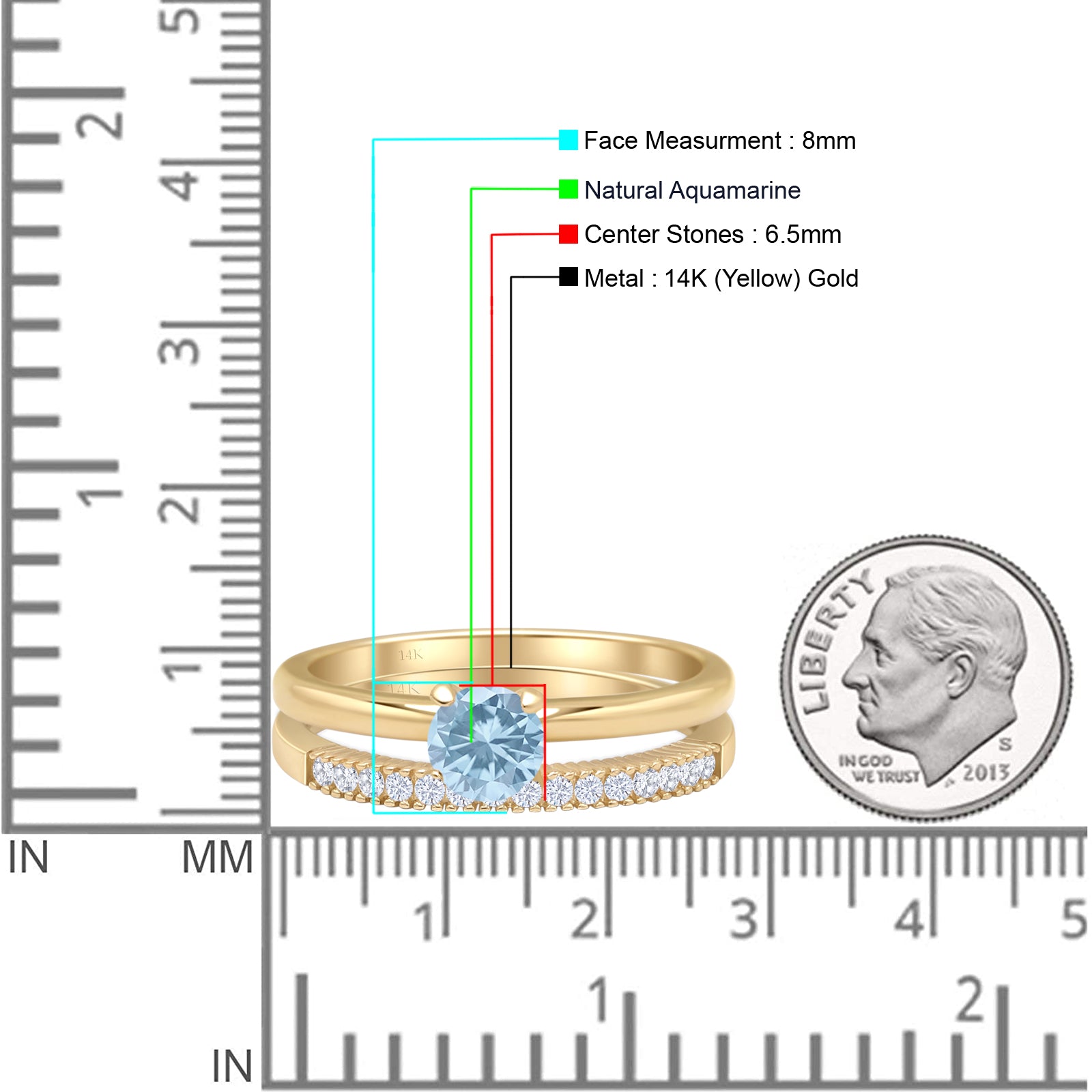 Two Piece Round Solitaire Bridal Gold Ring