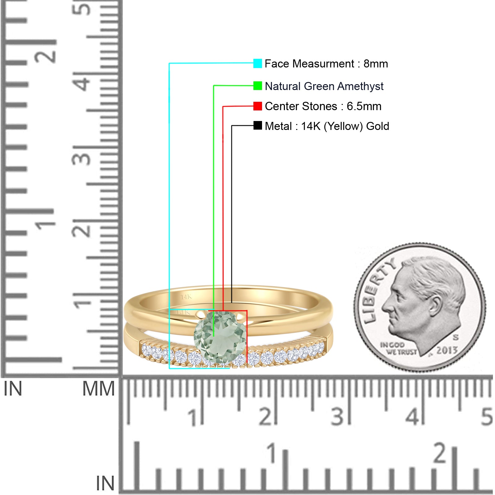 Two Piece Round Solitaire Bridal Gold Ring