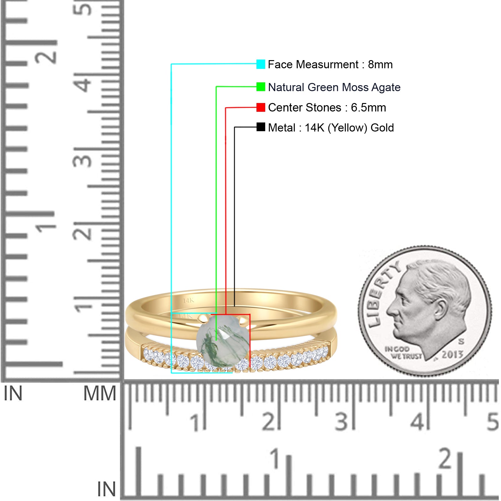 Two Piece Round Solitaire Bridal Gold Ring