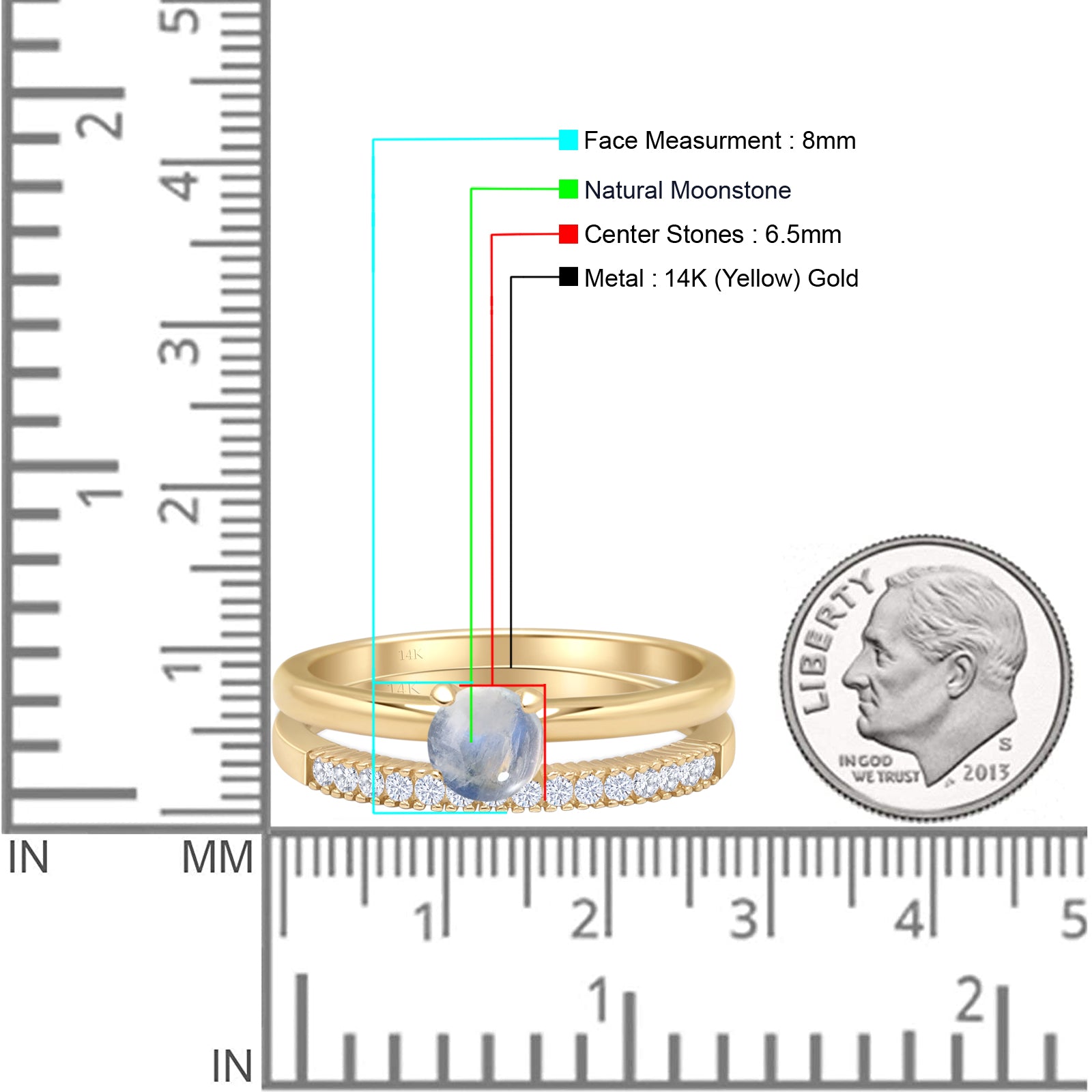Two Piece Round Solitaire Bridal Gold Ring