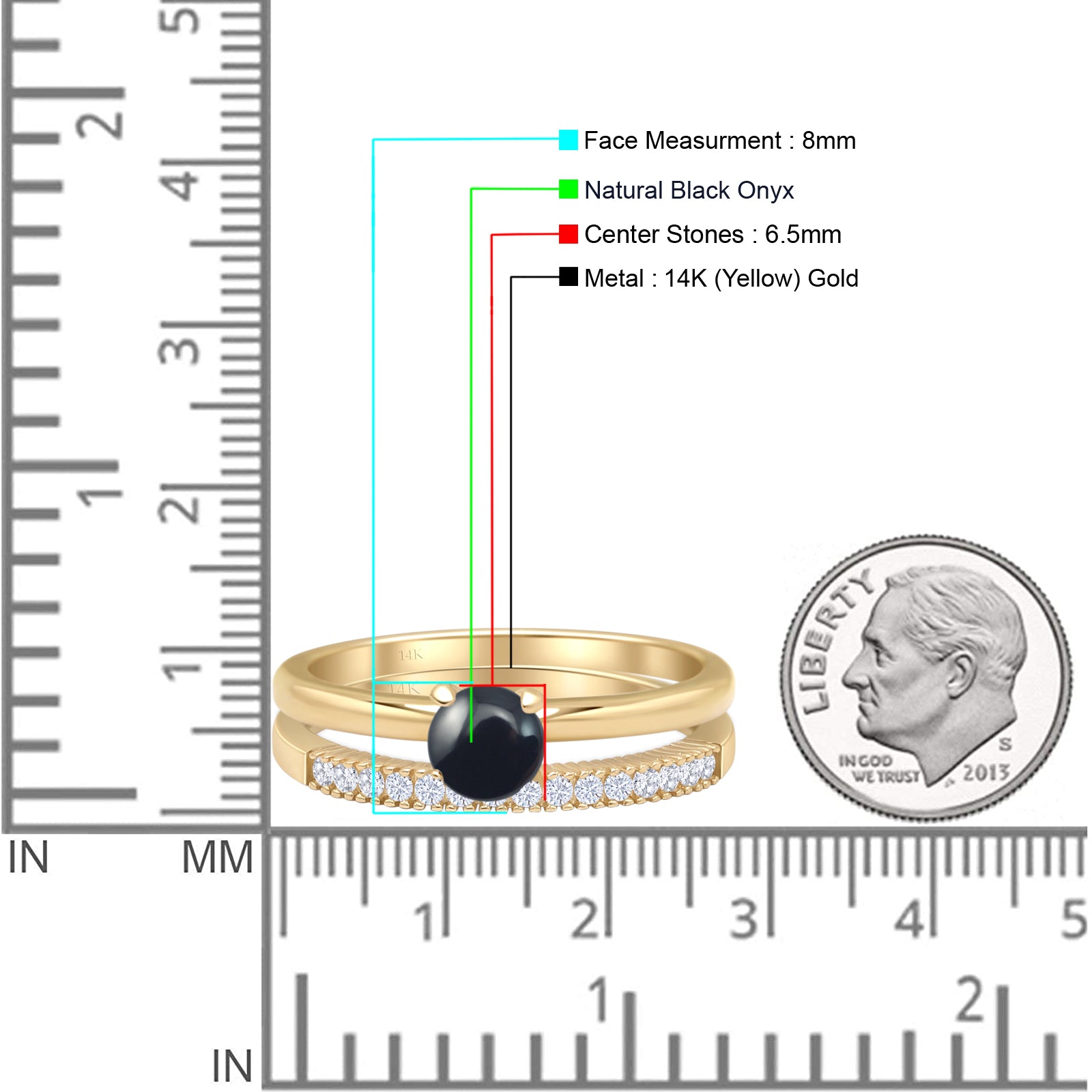 Two Piece Round Solitaire Bridal Gold Ring