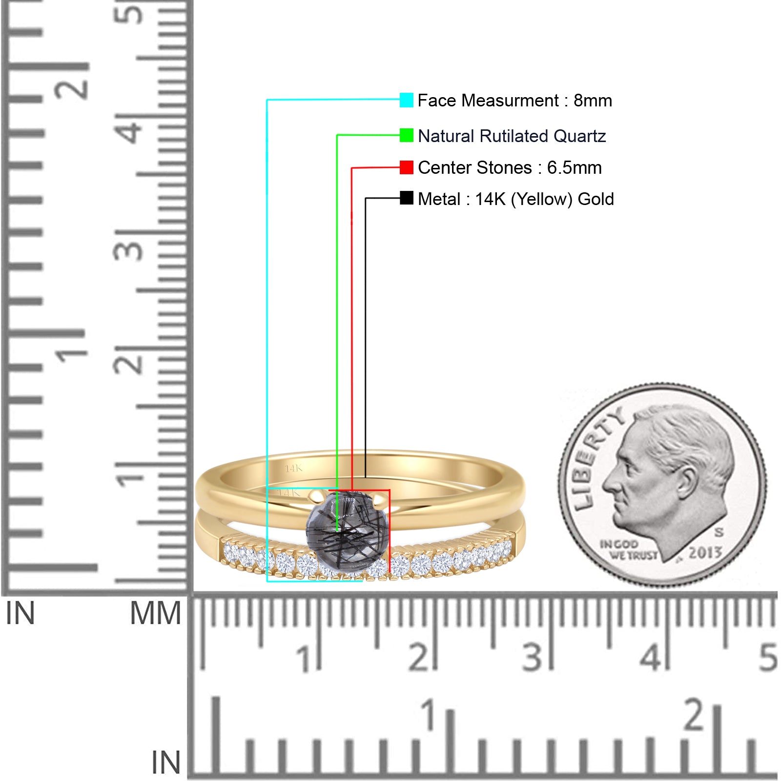 Two Piece Round Solitaire Bridal Gold Ring