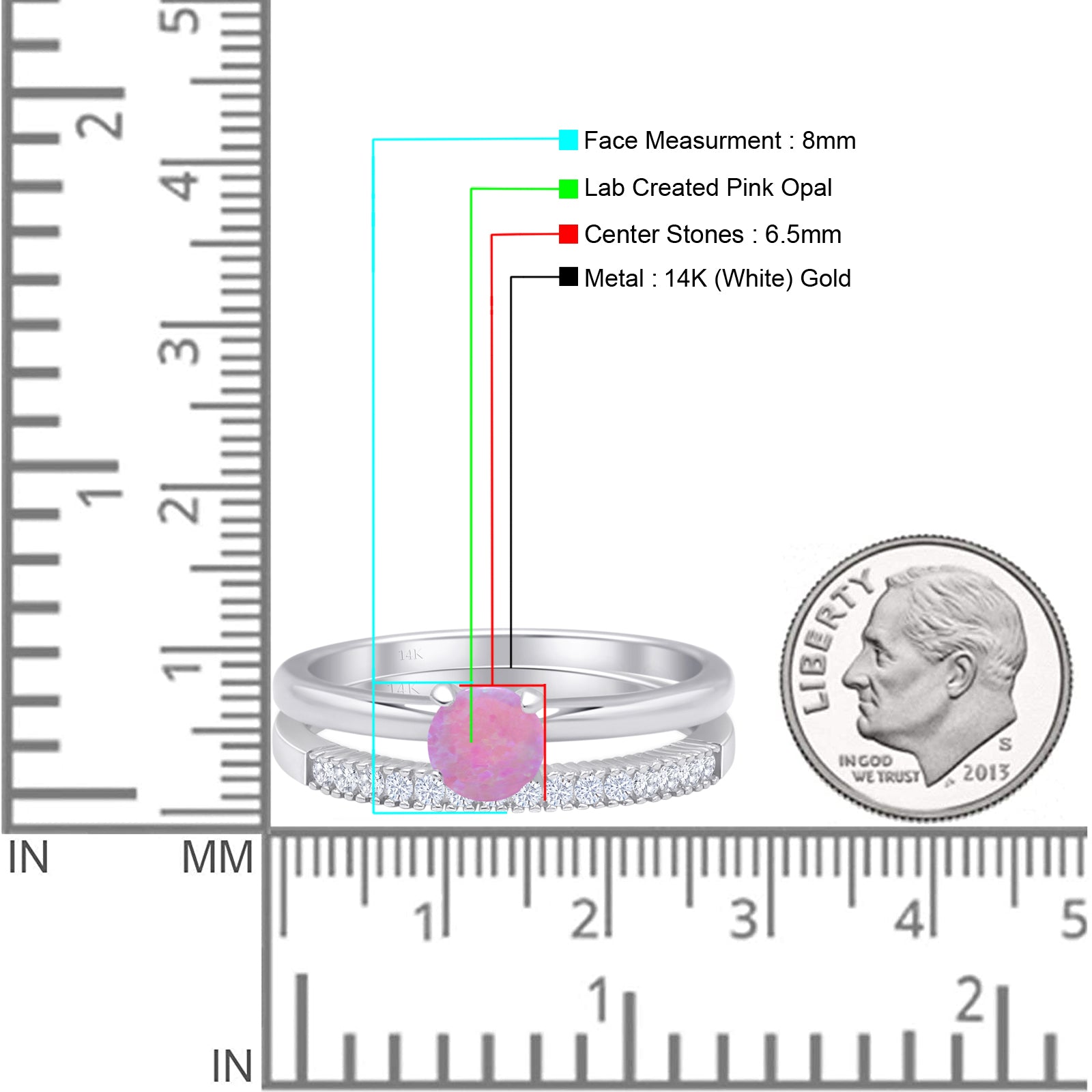 Two Piece Round Solitaire Eternity Gold Ring
