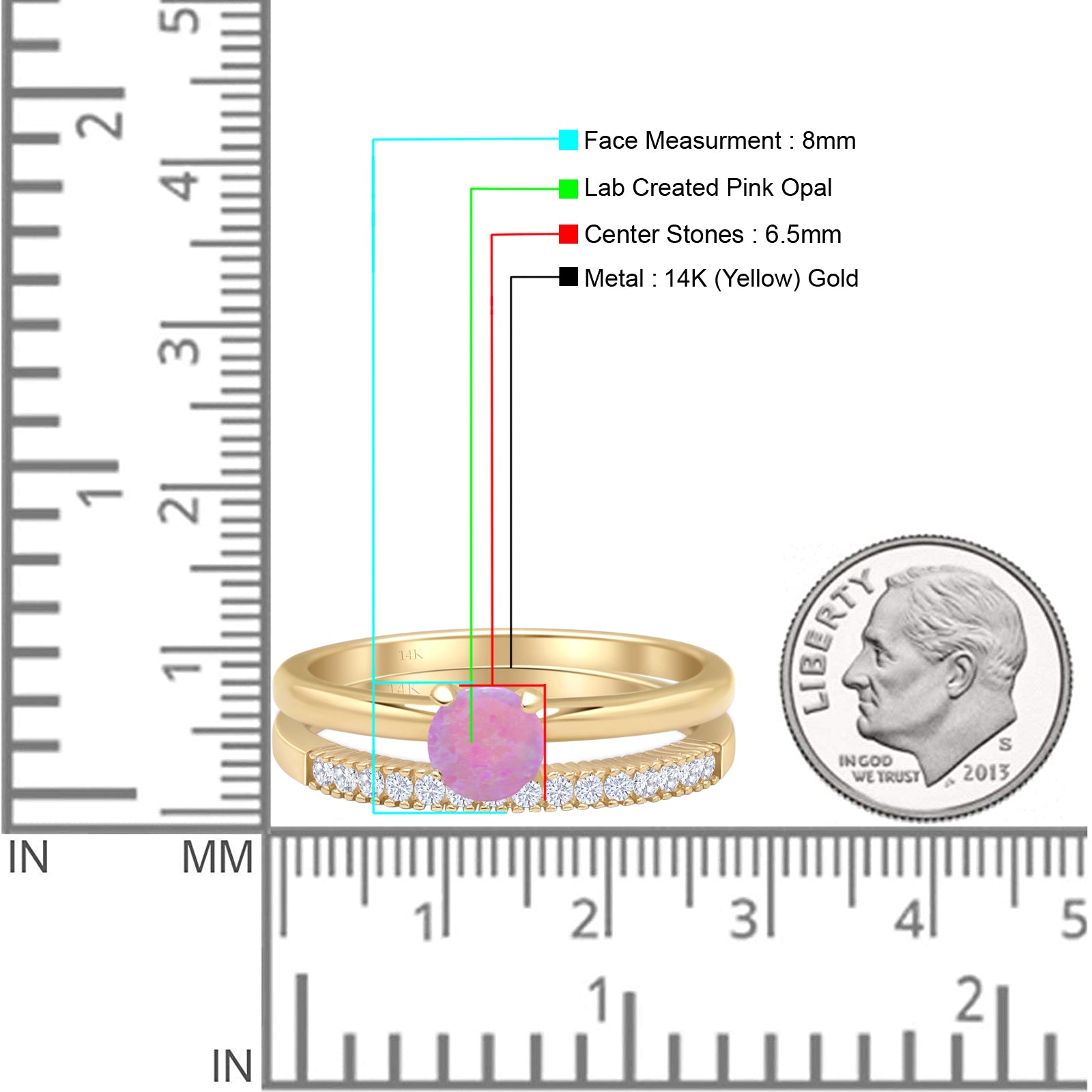 Two Piece Round Solitaire Eternity Gold Ring