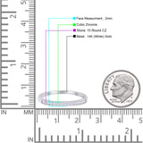14K White Gold Minimalist 2mm Half Eternity Cubic Zirconia Wedding Band