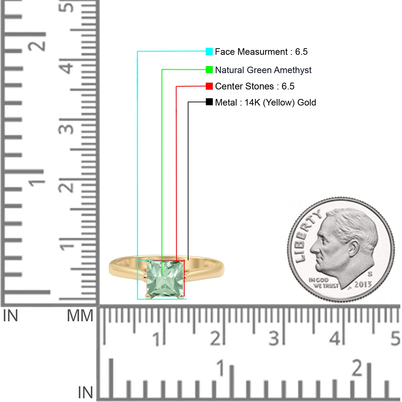 Princess Cut Solitaire Gold Ring
