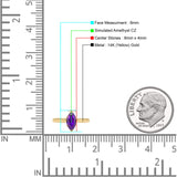 Marquise Amethyst CZ Solitaire Gold Ring