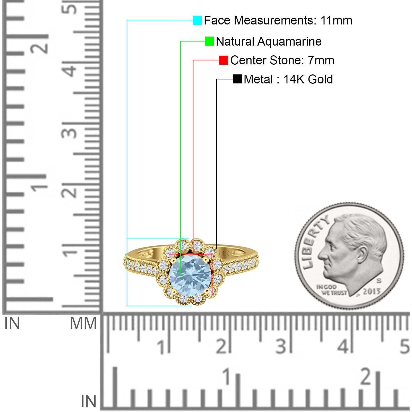 Round Floral Vintage Style Gold Ring