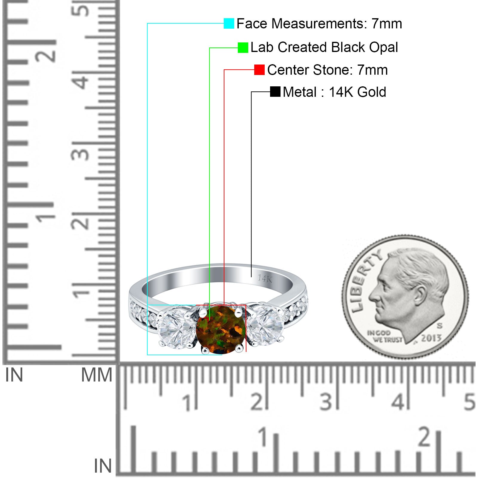 Three Stone Round CZ Gold Ring