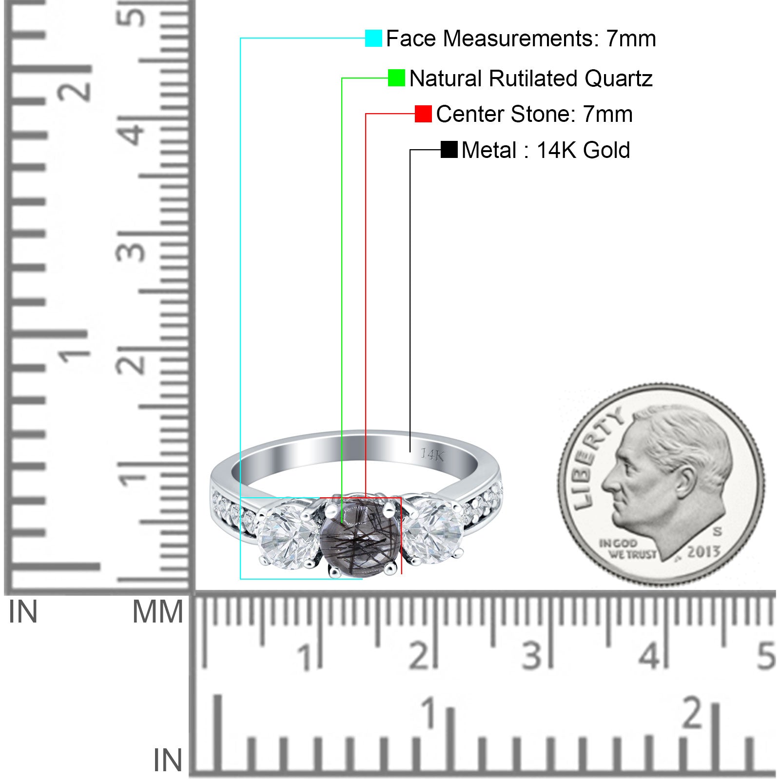 Three Stone Round Gold Ring