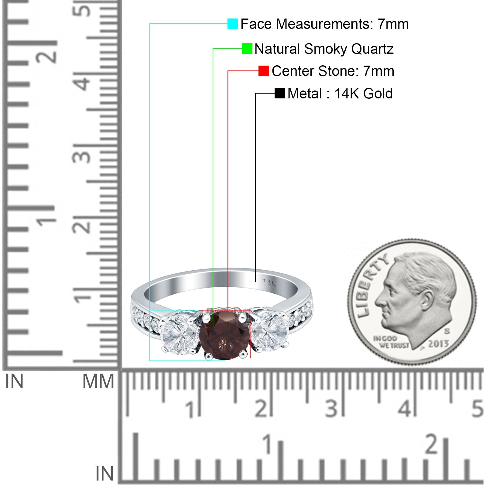 Three Stone Round Gold Ring