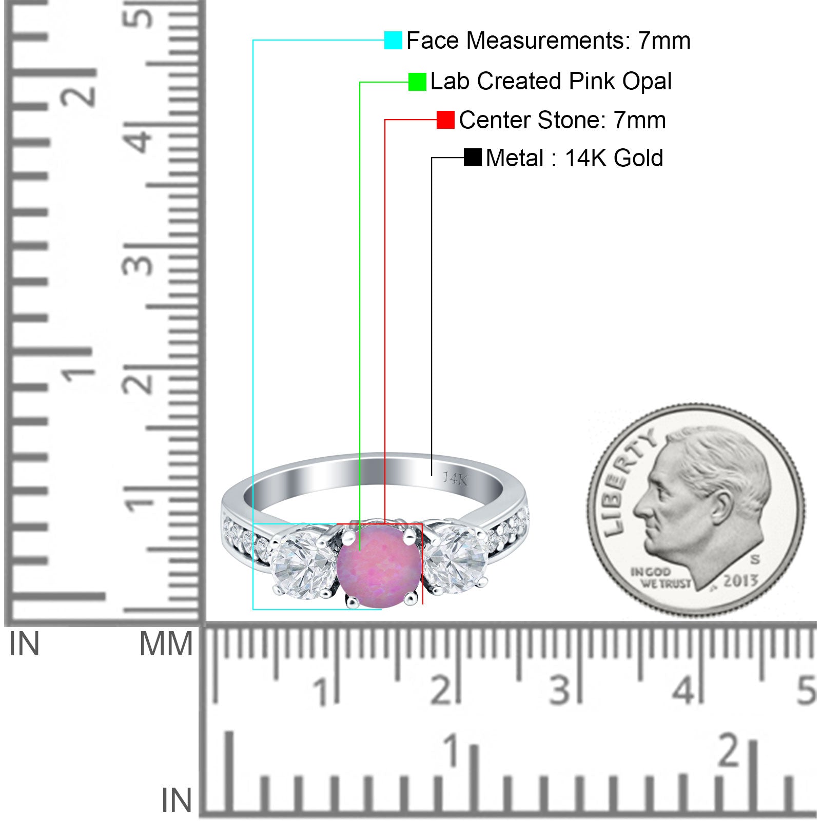 Three Stone Round CZ Gold Ring