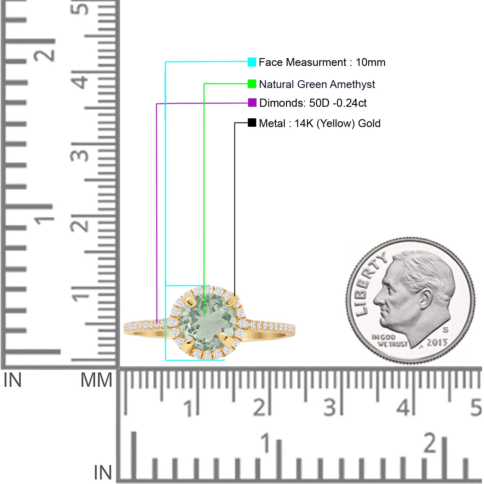 Round Halo Diamond Gold Ring