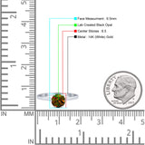 Round Lab Created Black Opal Solitaire Gold Ring