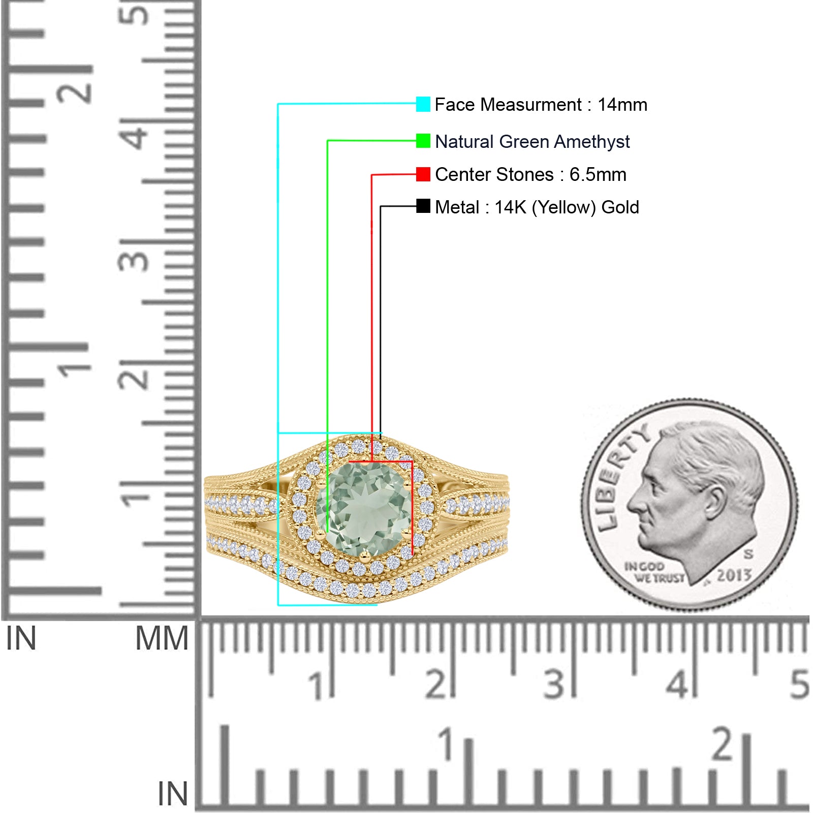 Two Piece Round Halo Split Shank Bridal Gold Ring