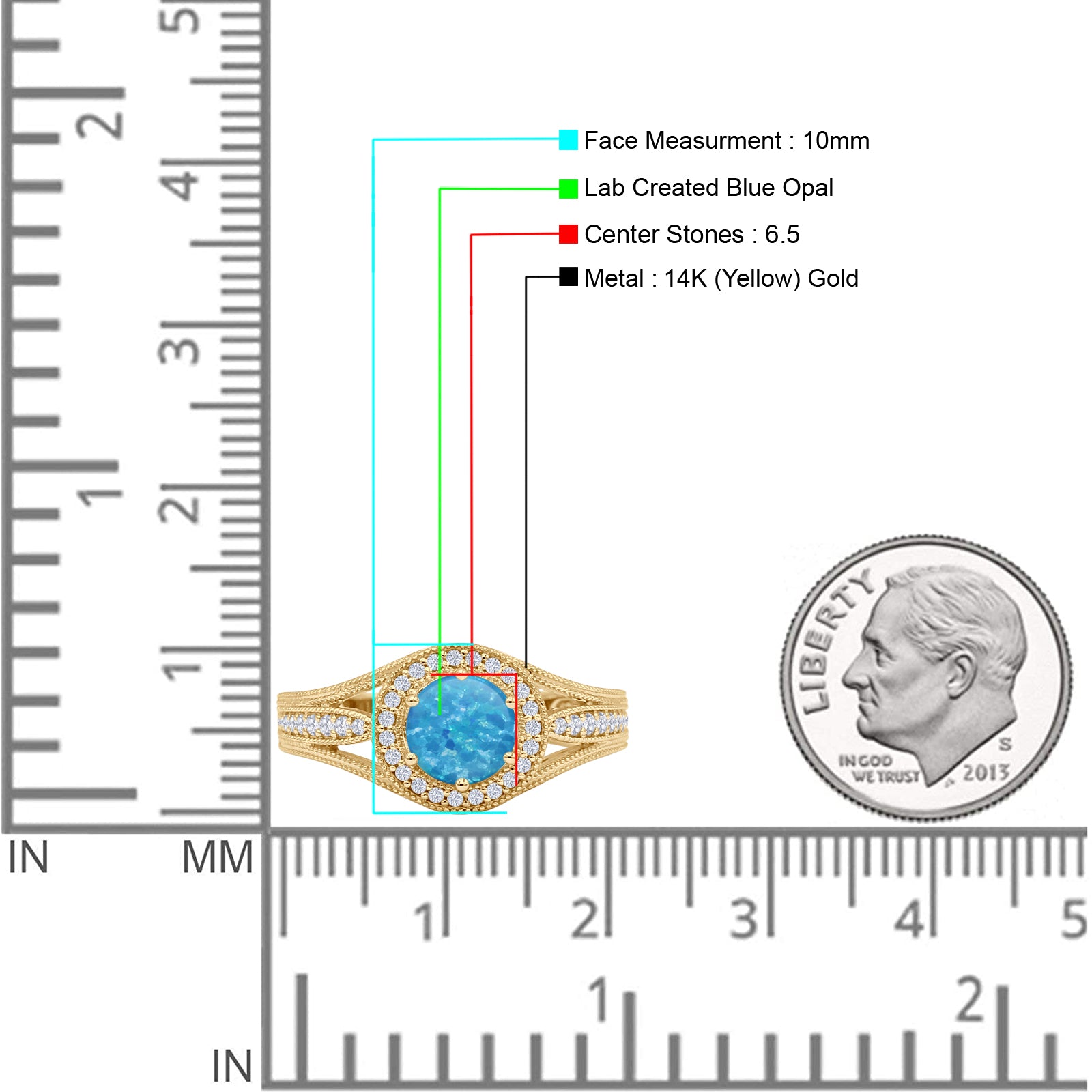 Round Halo Split Shank Beaded Gold Ring