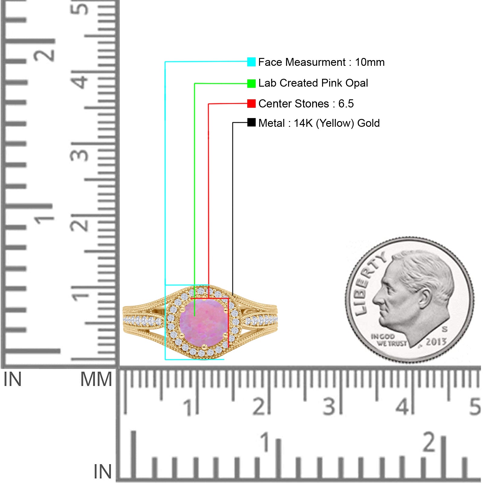 Round Halo Split Shank Beaded Gold Ring