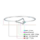 14K Gold 2.11mm Inter Quartet Bangle Bracelet Round Natural Diamond