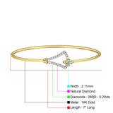 14K Gold 2.11mm Inter Quartet Bangle Bracelet Round Natural Diamond
