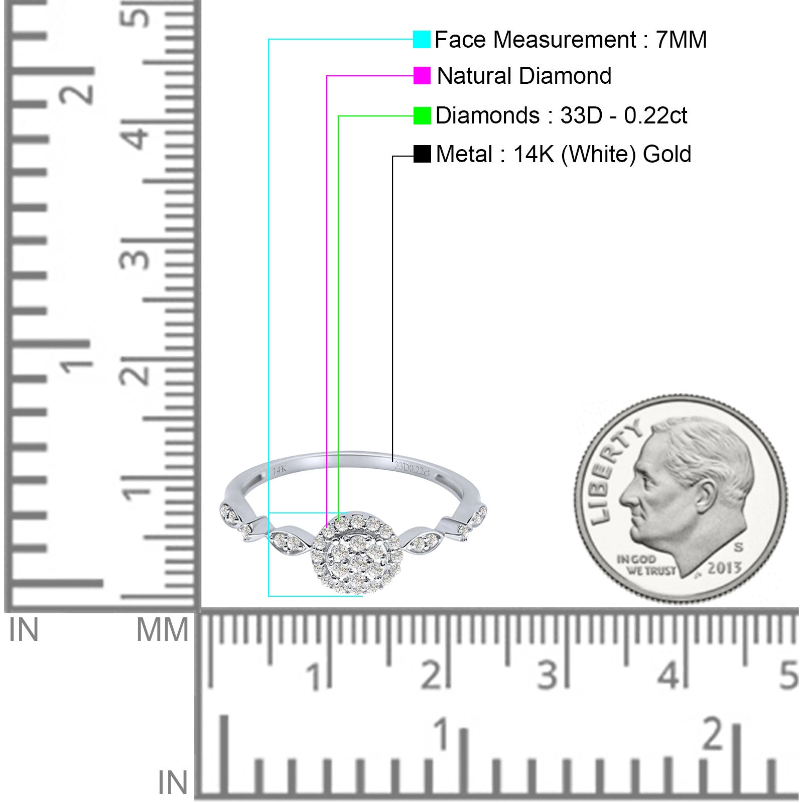 Round Halo Cluster Marquise Band Diamond Ring