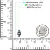 Cushion Shape Round Halo Hoop Earring Cubic Zirconia 925 Sterling Silver