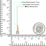 Cushion Round Halo Leverback Hoop Earring Cubic Zirconia 925 Sterling Silver