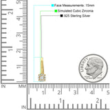 Cushion Round Halo Leverback Hoop Earring Cubic Zirconia 925 Sterling Silver