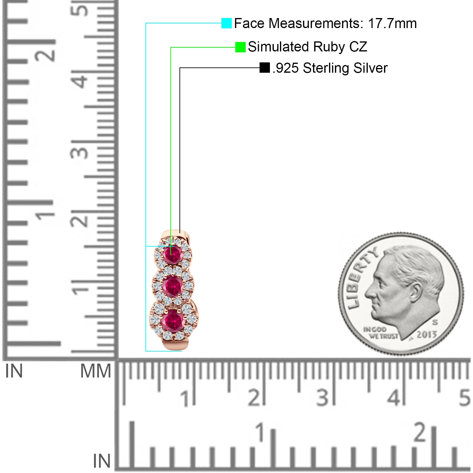 Three Round Halo Floral Hoop Earring Cubic Zirconia 925 Sterling Silver
