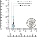 Emerald Cut Drop Dangle Hoop Earring Cubic Zirconia 925 Sterling Silver