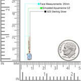 Emerald Cut Drop Dangle Hoop Earring Cubic Zirconia 925 Sterling Silver