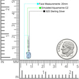 Emerald Cut Drop Dangle Hoop Earring Cubic Zirconia 925 Sterling Silver