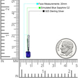 Emerald Cut Drop Dangle Hoop Earring Cubic Zirconia 925 Sterling Silver