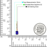 Emerald Cut Drop Dangle Hoop Earring Cubic Zirconia 925 Sterling Silver