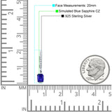 Emerald Cut Drop Dangle Hoop Earring Cubic Zirconia 925 Sterling Silver