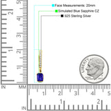 Emerald Cut Drop Dangle Hoop Earring Cubic Zirconia 925 Sterling Silver